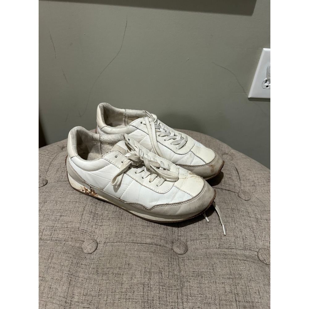 Madewell Sneakers Women's Off White Leather Suede Lace Up Size 8 - Picture 2 of 4